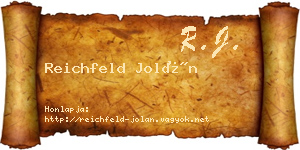 Reichfeld Jolán névjegykártya